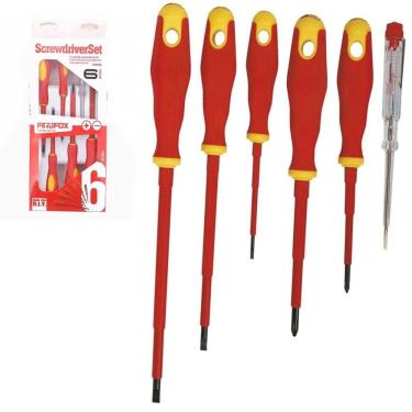 Imagem de Jogo De Chaves Fenda E Philips Isoladas Kit Profissional Imantado Para Eletricista 1000v Com 6 Peças