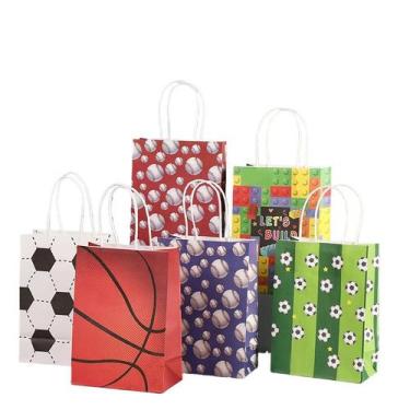 Imagem de Bolsa de presente, papel kraft branco, bolsa de transporte com estampa