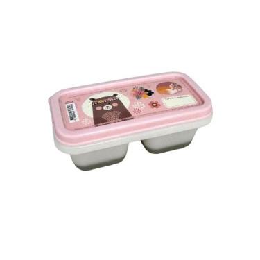 Imagem de Porta Papinha Duplo com Encaixe Bichinhos Rosa Menina 70ml - Plasútil