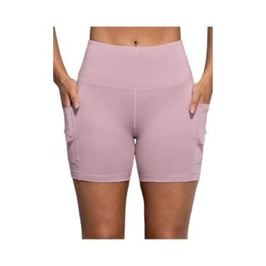 Imagem de Shorts De Yoga De Cintura Alta Para Mulheres Com Bolsos, Efeito Levant