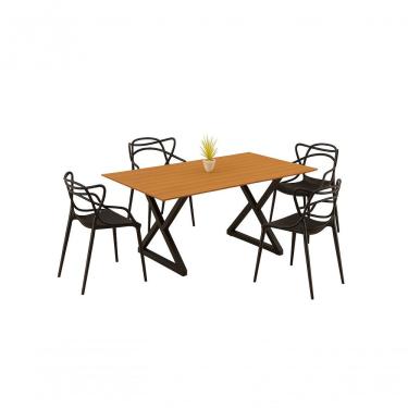 Imagem de Sala De Jantar Mesa 160x90 4 Cadeiras Allegra Estilo Moderno