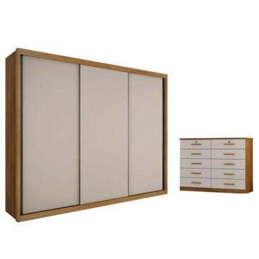 Imagem de Guarda Roupa Casal Palazzo E Gaveteiro Milão Com Chave Cumaru 25 Fendi - Horizonte