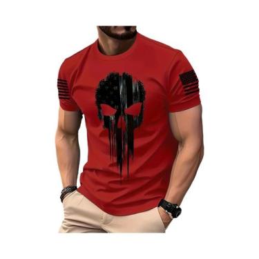 Imagem de Marvel Punisher Tee Camiseta masculina com estampa digital Super-herói