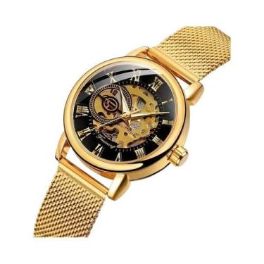Imagem de Relógio Mecânico Feminino Com Cinto De Malha De Aço Inoxidável, Mostra