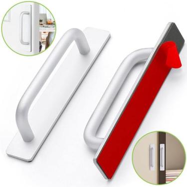 Imagem de Kit 2 Puxador Porta Gaveta Armário Janela Vidro Móveis Adesivo Colar S