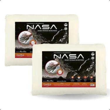 Imagem de Kit 2 travesseiros nasa viscoelástico - 45 x 65 - marfim - duoflex