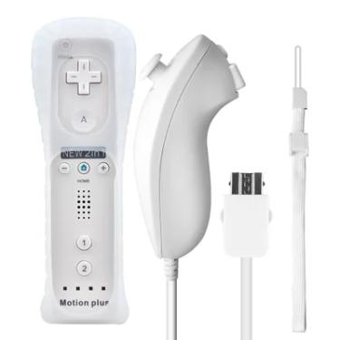 Imagem de Controle Wii Remote Plus + Nunchuk Compatível Com Nintendo Wii E Wii U Branco.
