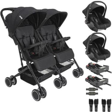 Imagem de Carrinho Kiddo Gemeos 2 Bebe Conforto Colinho 2 Base ISOFIX Mascote Pr