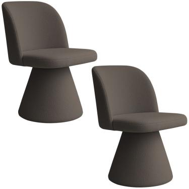 Imagem de Kit 02 Cadeiras De Jantar Giratória Liz Bouclé Marrom - Nexta Casa