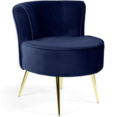 Imagem de Poltrona Decorativa Para Sala De Estar Olivia Pés Palito Gold Veludo Azul Royal - Nexta Casa