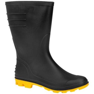 Imagem de Bota de PVC Preta com Solado Amarelo, 40, Cano Médio, sem Forro, Vonde