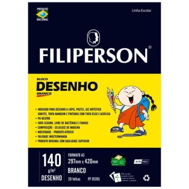 Imagem de Bloco Desenho A3 Filiperson 140g 20 Folhas Branco