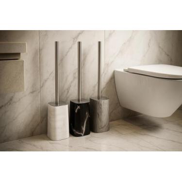 Imagem de Escovão De Vaso Sanitário Com Cesto Organizador E Haste Metálica Branc