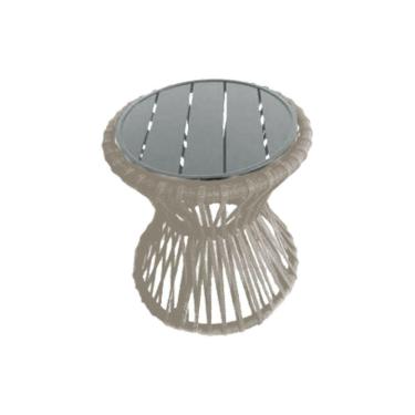 Imagem de Mesa De Centro Sol Em Corda Náutica E Base Em Alumínio Cinza 50cm Areia