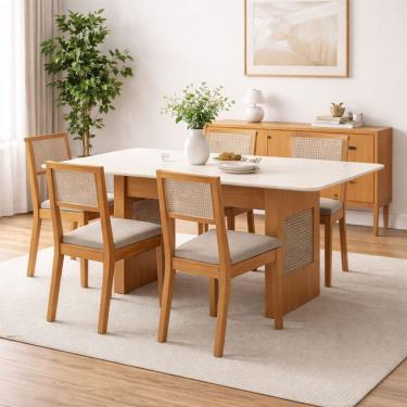 Imagem de Conjunto jantar 6 cadeiras telinha Nápoli 180x90 Arbo Design