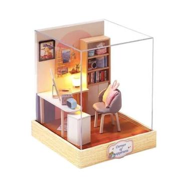 Imagem de Casa De Bonecas Miniatura DIY Em Madeira: Brinquedo Artesanal Com Móve