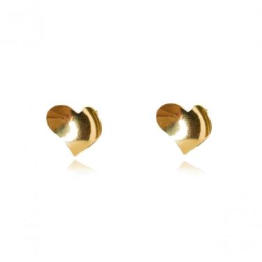 Imagem de Brinco Coração Oval Banhado Em Ouro 18k [f027]