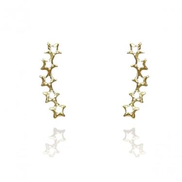 Imagem de Brinco Ear Cuff Estrelas Pequenas Banhado Em Ouro 18k [f027]