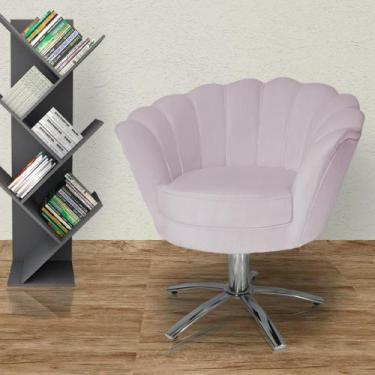Imagem de Poltrona Para Sala de Estar Com Base Giratória de Metal Pétala Suede R