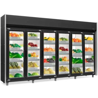 Imagem de Refrigerador Vertical Auto Serviço Hortifruti 6 Portas Geas6p Preto Gelopar 220V