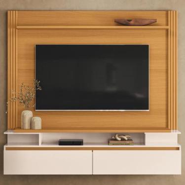 Imagem de Painel Tv 65 Pol 181cm Bancada Suspensa Astor Cinamomo/Off - Hb Móveis