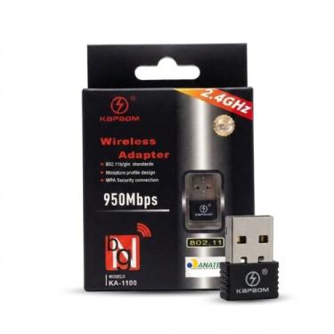 Imagem de Adaptador WiFi USB 2.4GHz Kapbom KA-1100 950Mbps 802.11 b/g/n Mini Wir