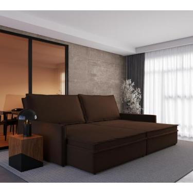 Imagem de Sofá-cama Retrátil 4 Lugares Sem Caixa Suede 2,10m Argélia - CIALAR MÓ