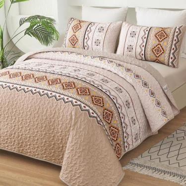 Imagem de Conjunto de edredões WONGS BEDDING Boho Beige Queen com 2 fronhas