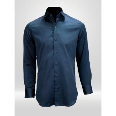 Imagem de Camisa Masculina Social Manga Longa Azul Marinho - Victor Varrens, 6