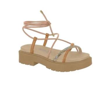 Imagem de Sandalia Feminina strass Pelica Vizzano, Nude, Camel, 35
