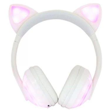 Imagem de Fone Headphone Bluetooth Com Orelhas De Gato LED  Branco Led