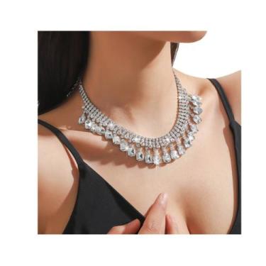 Imagem de N-L32-L0334-Colar Bijuteria Festa Luxo Brilho Choker Casamento A2441 -