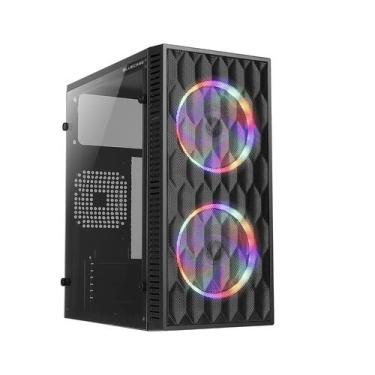 Imagem de Gabinete Gamer Hive BG-057 Preto Bluecase - S/Fonte / 2x Fan Rainbow /
