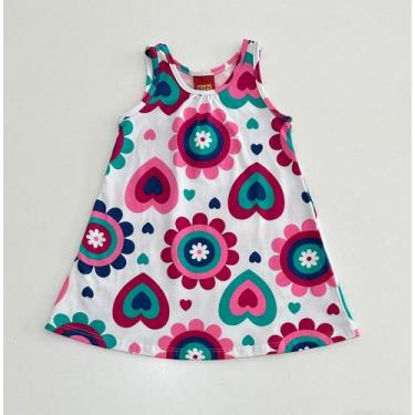 Imagem de Vestido 1/8 Kyly Branco Estampa Floral Vermelho Azul e Rosa, 1