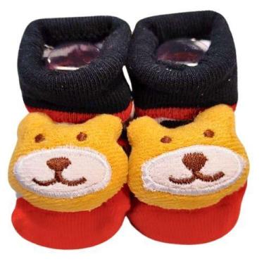 Imagem de Meia Antiderrapante 3d Plin Baby Bichinho, Urso vermelho