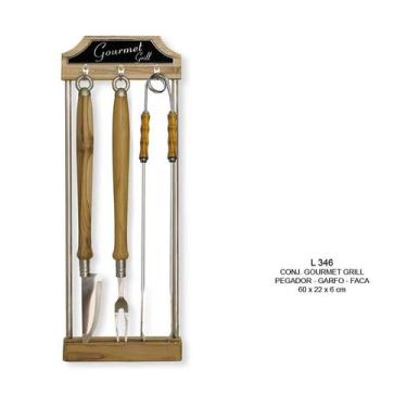 Imagem de Conjunto Gourmet Grill Pegador Garfo e Faca L346 Lize