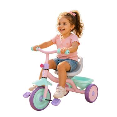 Imagem de Triciclo Infantil com Pedais e Cestinha Candy Pink Rosa para Crianças a Partir de 1 Ano Unitoys