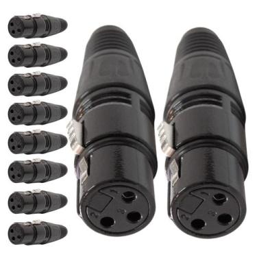 Imagem de Conector Xlr Fema Linha Corpo Preto Metalico Storm 10 Unidades