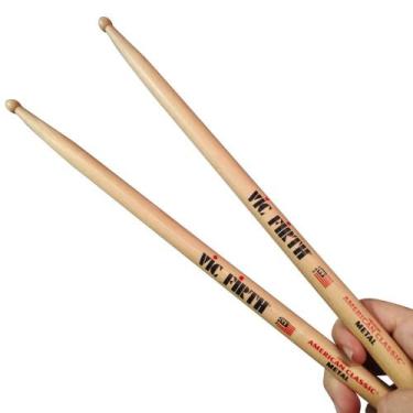 Imagem de Baqueta Vic Firth Ponta de Madeira Padrão 2B American Classic Metal p/