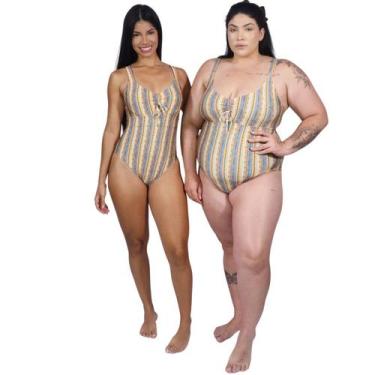 Imagem de Maiô Body Detalhe Rolote Frente Blocos de Cor - STW Moda, Blocos de co
