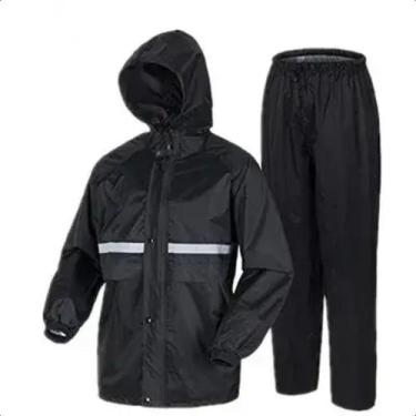 Imagem de Capa De Chuva Pvc Motoqueiro Com Faixa Refletiva - RAINYDAY, M, PRETO