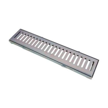 Imagem de Ralo Grelha com Caixilho Aço Galvanizado 10x50cm para Pisos Prata Meta