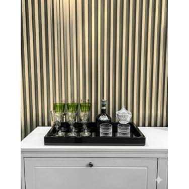 Imagem de Bandeja Decoração Preta Vidro 50x30 Sala Taças Bar - Inova Decor