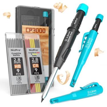 Imagem de Conjunto de Lápis de Carpinteiro Nicpro CP3000 com Apontador e 19 Refi