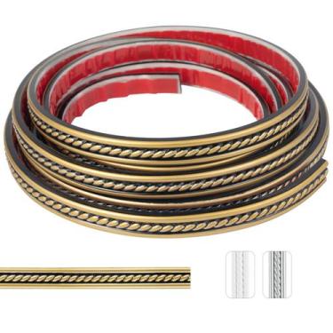 Imagem de Moldura Zefuriam 2 cm x 5 m PVC Preto e Dourado