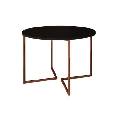 Imagem de Mesa Jantar Industrial Preta Base Cobre V Tampo 110Cm Redondo - CASA P