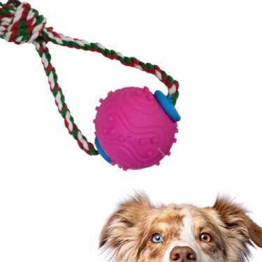Imagem de Brinquedo Mordedor com Corda com Plush Ball para Cachorro (Rosa)