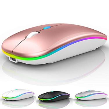 Imagem de Mouse sem fio Bluetooth LED, mouse Bluetooth para MacBook Pro, mouse Bluetooth para MacBook Air, mouse sem fio recarregável para MacBook, laptop, Mac, (ouro rosa)