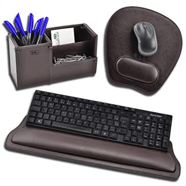 Imagem de Kit de Mesa Escritório PÁDUA em Couro (Marrom Café)