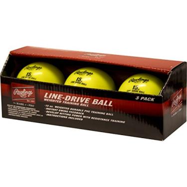 Imagem de Rawlings Bola de treinamento LDBALL3PK Line-Drive (pacote com 3), amarelo, tamanho padrão de beisebol